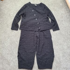 Niche Nilgun Derman Black Pucker Barrel Pant Set Size L